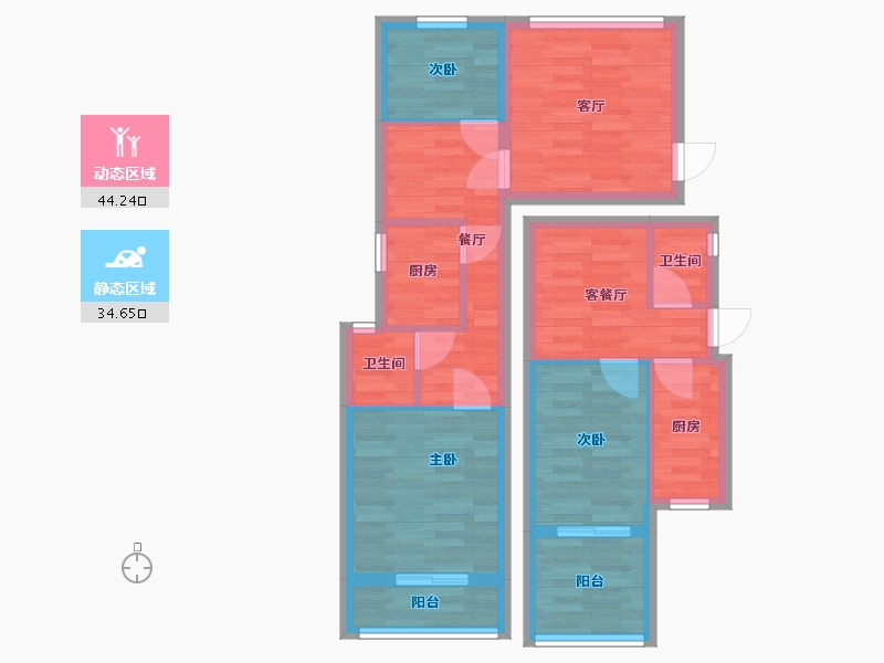 山东省-烟台市-蓝天城市广场-67.99-户型库-动静分区