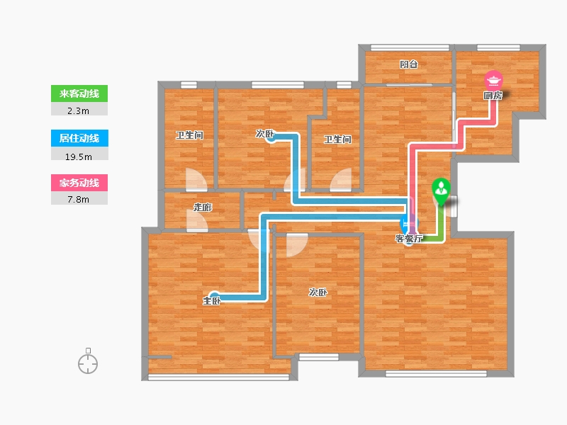 辽宁省-大连市-幸福E家六期-128.02-户型库-动静线