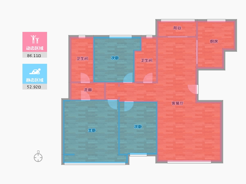 辽宁省-大连市-幸福E家六期-128.02-户型库-动静分区