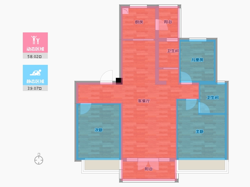 河北省-邯郸市-碧桂园・翡翠郡-86.38-户型库-动静分区