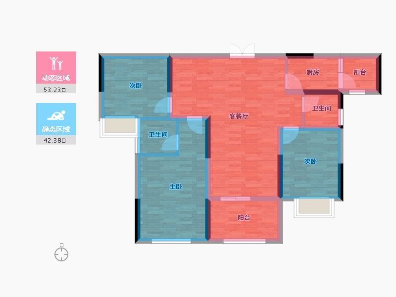 四川省-南充市-翡翠城-85.00-户型库-动静分区