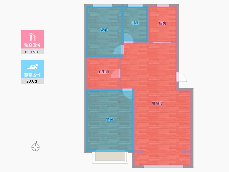 内蒙古自治区-呼和浩特市-富丽城-91.94-户型库-动静分区