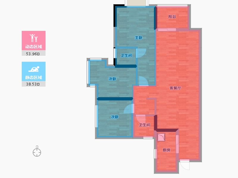 湖南省-长沙市-中航城国际社区-81.82-户型库-动静分区