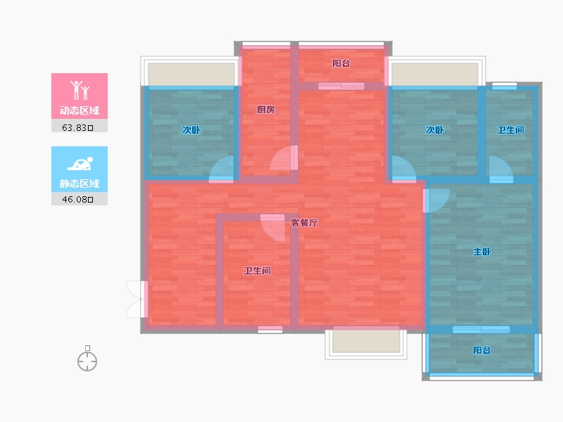 陕西省-渭南市-西丰文苑-96.58-户型库-动静分区