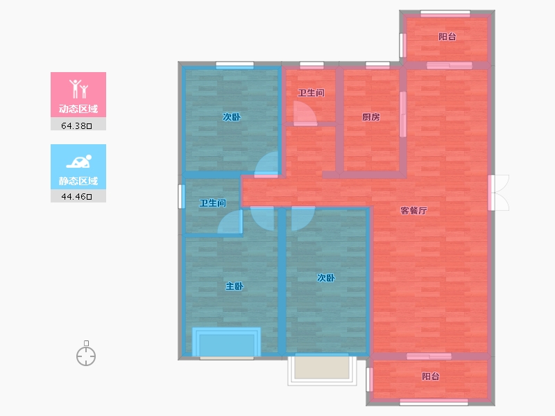 甘肃省-白银市-福门凤凰城-95.40-户型库-动静分区