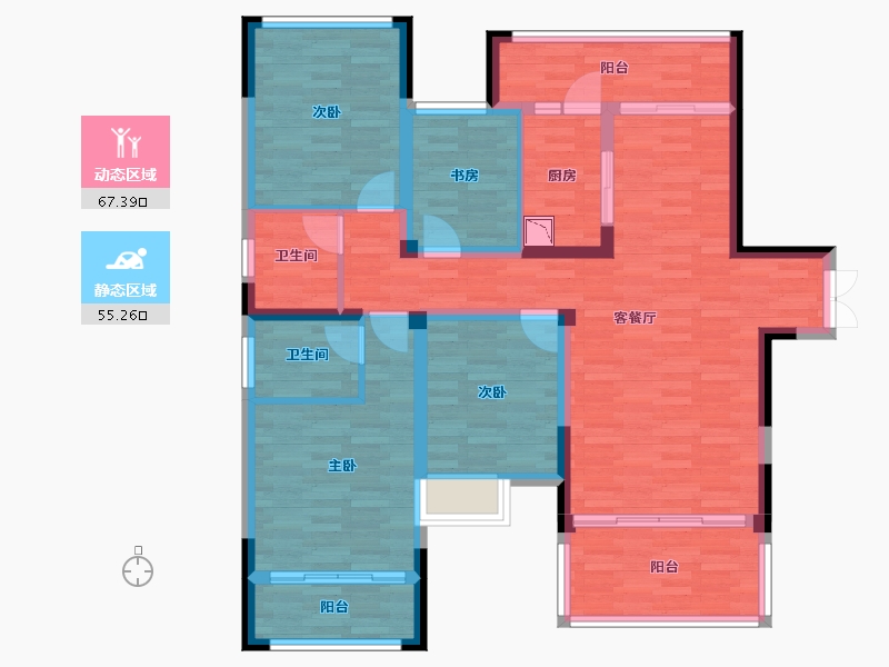 四川省-南充市-翡翠城-106.60-户型库-动静分区