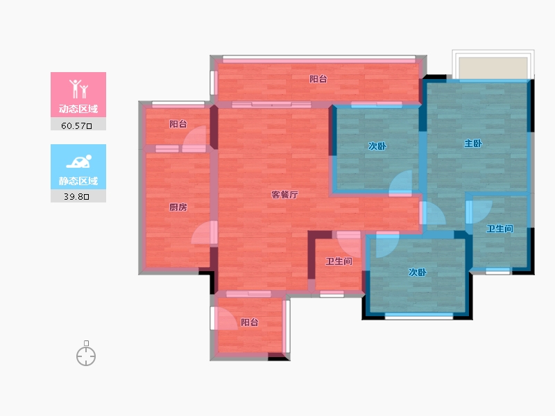 四川省-南充市-江南蝶苑-86.84-户型库-动静分区