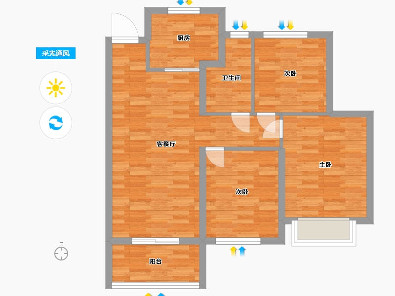 江苏省-无锡市-融创壹号院-69.00-户型库-采光通风