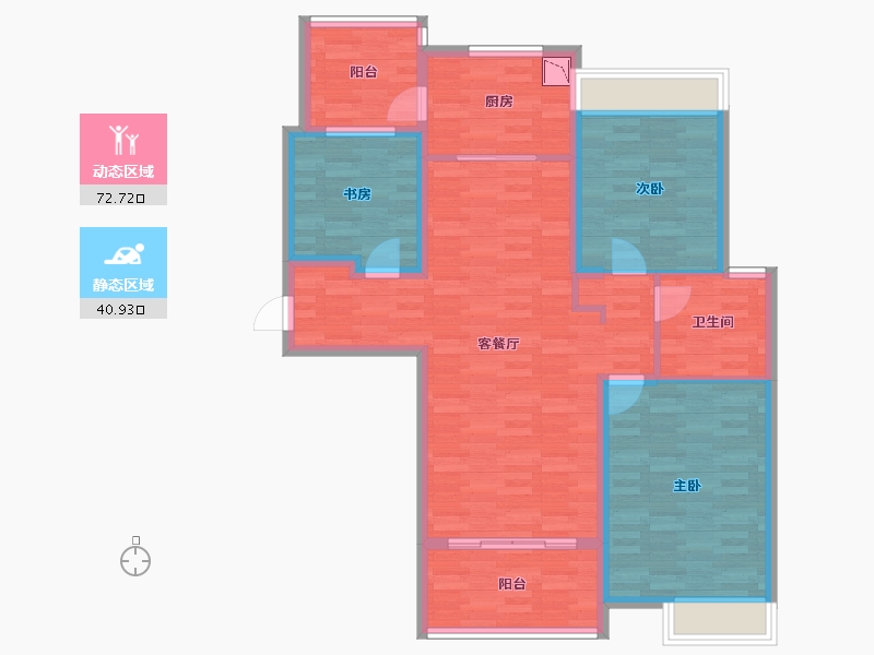 江苏省-南京市-南京碧桂园-100.90-户型库-动静分区