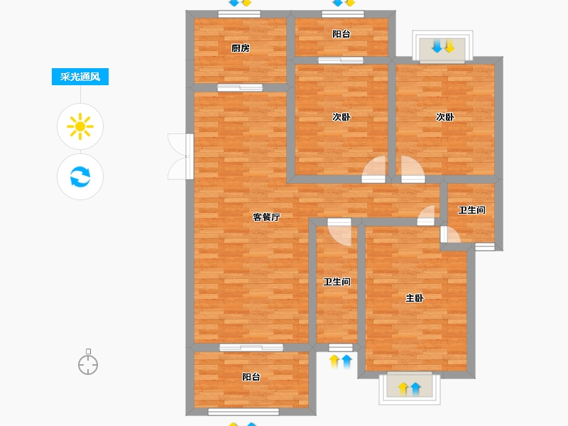 四川省-广元市-滨江华府-99.32-户型库-采光通风