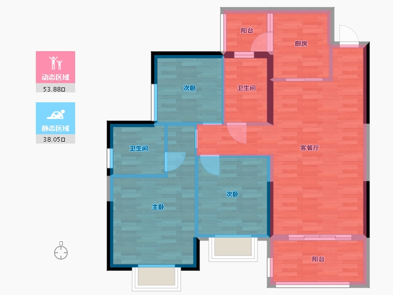 四川省-成都市-滨河左岸-81.64-户型库-动静分区