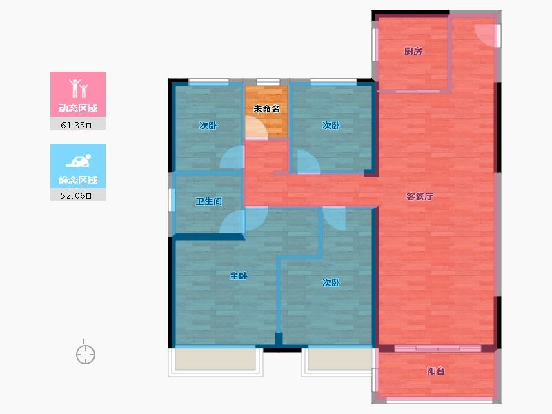 江苏省-南通市-启东碧桂园大名府-105.33-户型库-动静分区