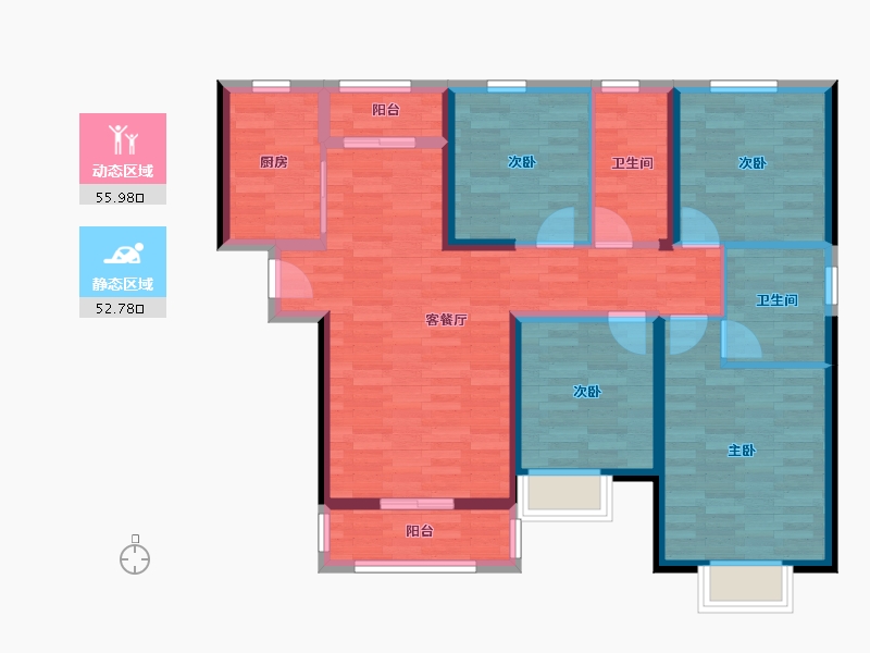 湖北省-黄石市-大桥一品园-96.53-户型库-动静分区