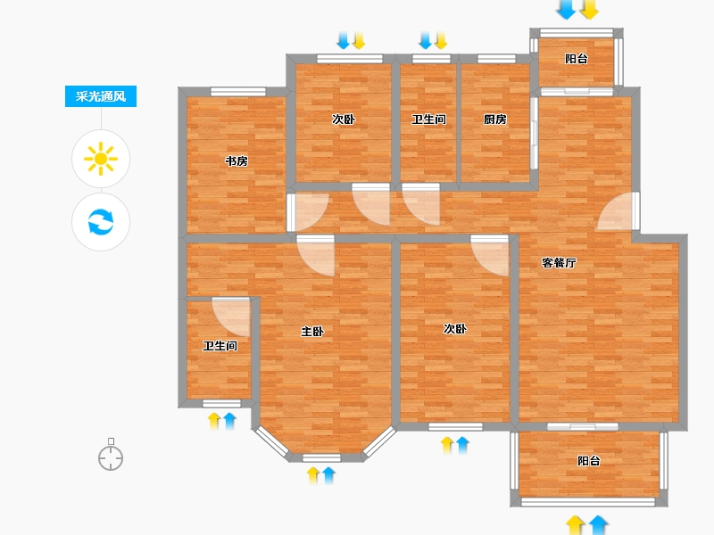 河南省-郑州市-建业森林半岛-137.88-户型库-采光通风