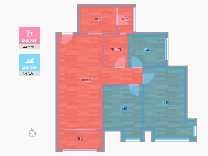 四川省-成都市-保利玫瑰花语-71.77-户型库-动静分区