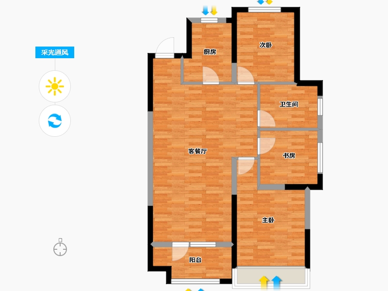 辽宁省-沈阳市-金地檀悦-81.29-户型库-采光通风