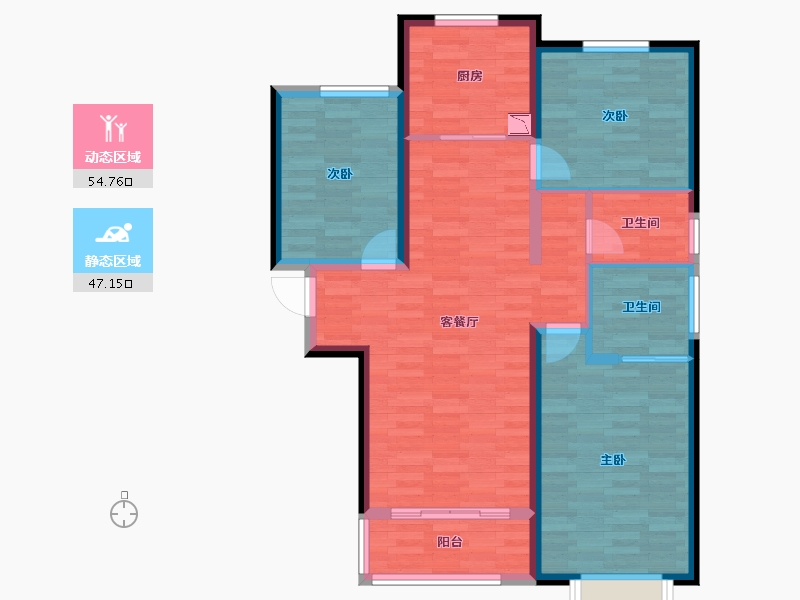 陕西省-西安市-大华锦绣-91.43-户型库-动静分区