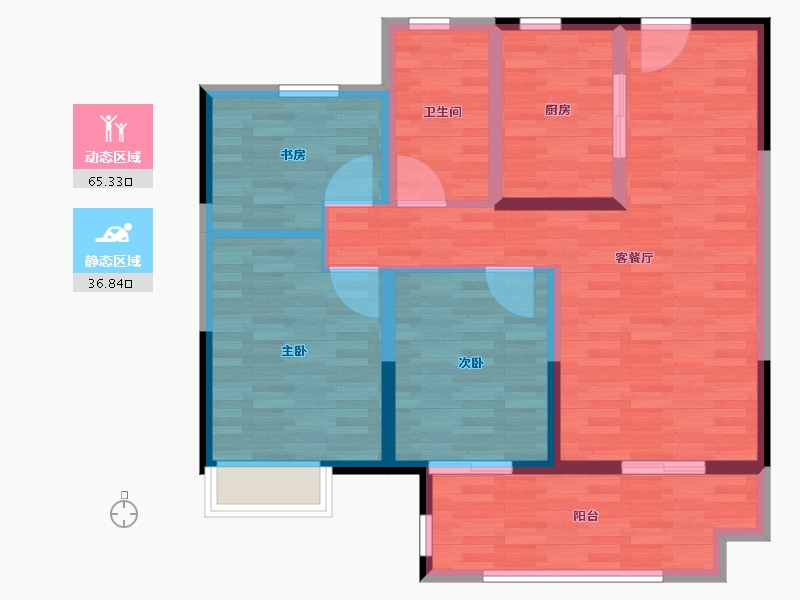 江苏省-南通市-观澜台-91.41-户型库-动静分区