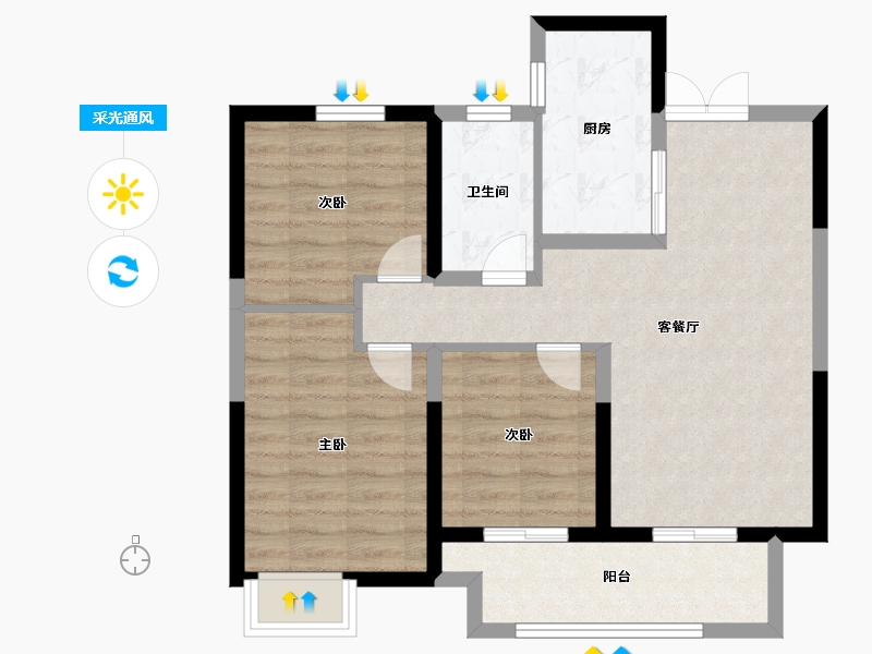 河南省-三门峡市-建业壹号城邦-74.00-户型库-采光通风