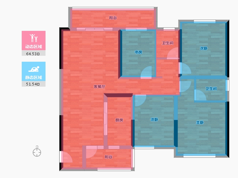 广西壮族自治区-贵港市-中梁国宾首府-103.11-户型库-动静分区