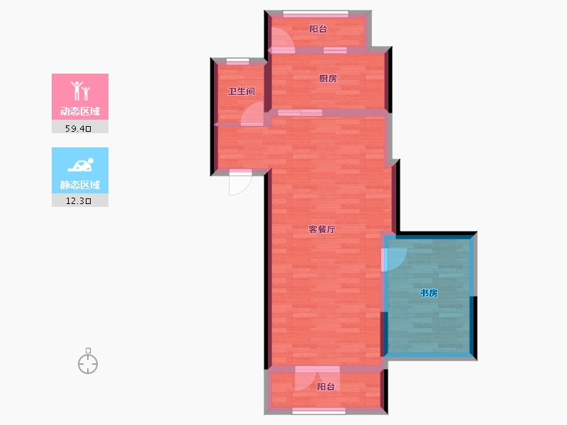 河南省-郑州市-龙湖锦艺城-63.64-户型库-动静分区