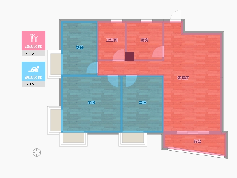 广东省-深圳市-新安湖花园-84.08-户型库-动静分区