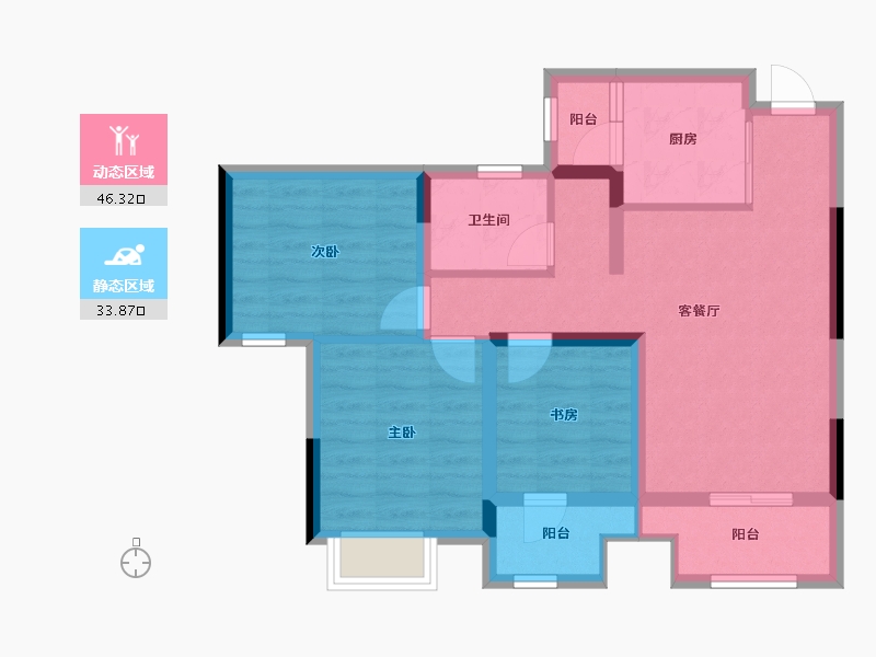 重庆-重庆市-樾景台-70.37-户型库-动静分区