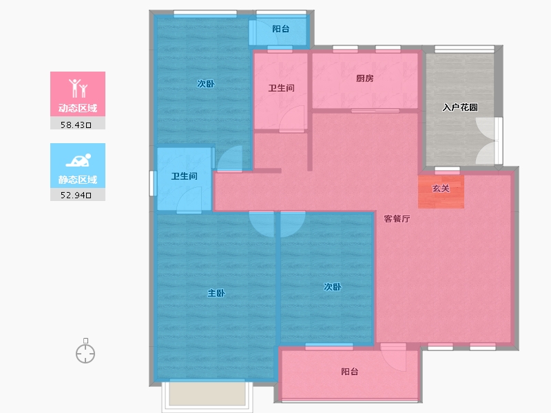 湖南省-长沙市-湖景1号-109.94-户型库-动静分区