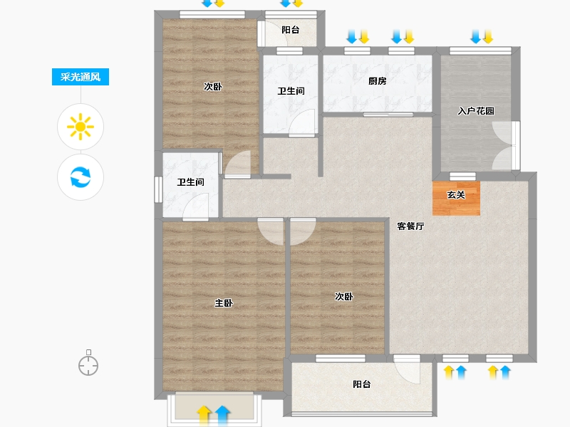 湖南省-长沙市-湖景1号-109.94-户型库-采光通风