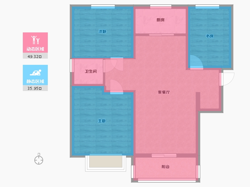 甘肃省-兰州市-兰州碧桂园-75.87-户型库-动静分区