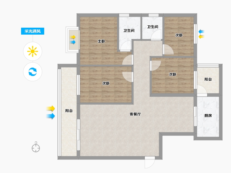 广东省-梅州市-丙村雅居-102.22-户型库-采光通风