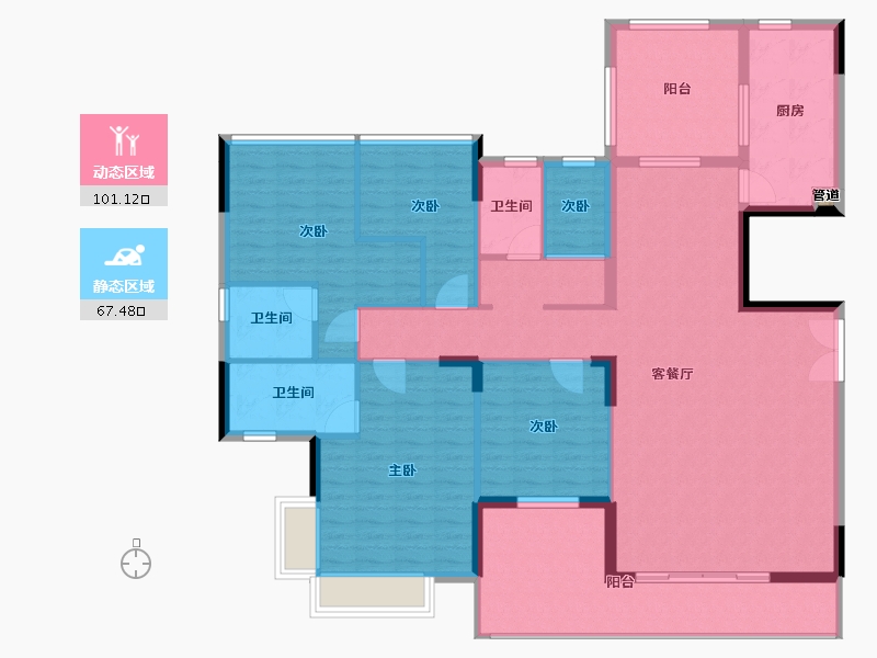 广东省-惠州市-方圆东江月岛-154.08-户型库-动静分区