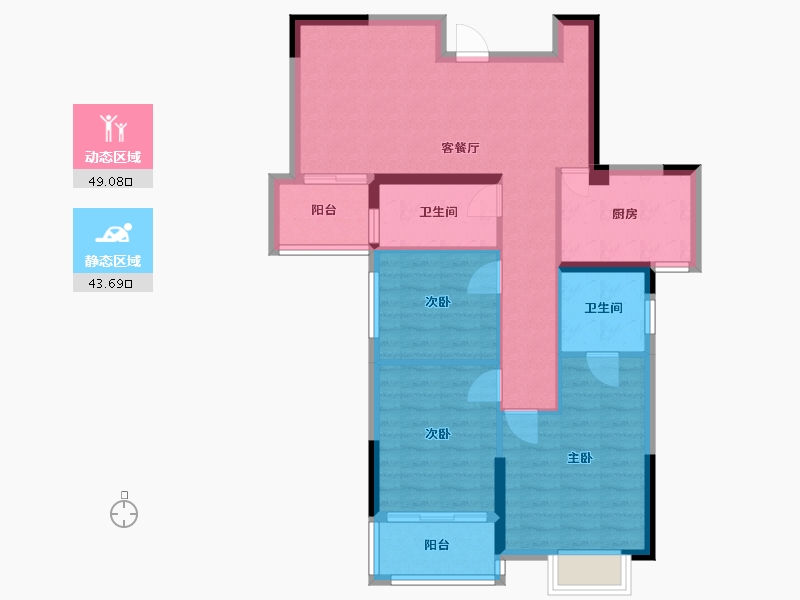 湖北省-孝感市-香港城2期-82.72-户型库-动静分区