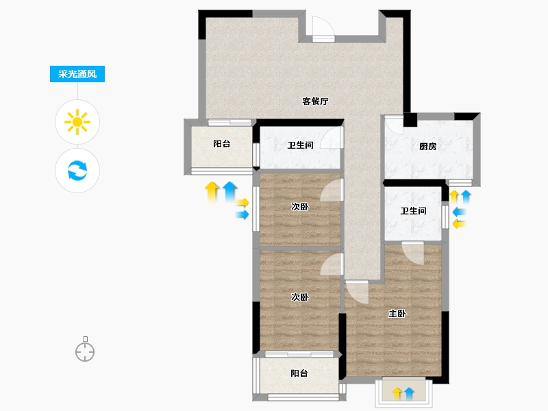 湖北省-孝感市-香港城2期-82.72-户型库-采光通风