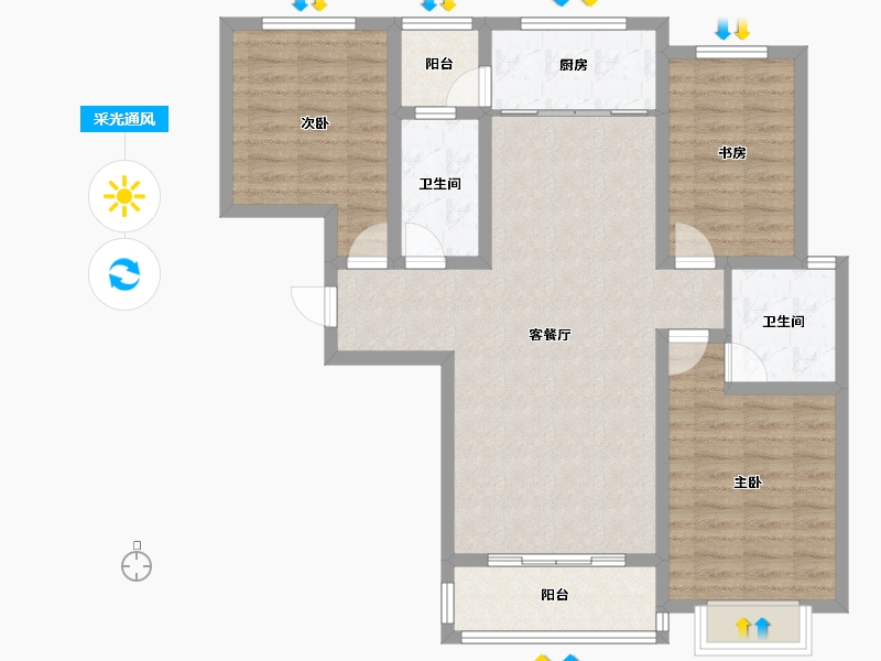 山西省-运城市-华源豪庭-96.54-户型库-采光通风