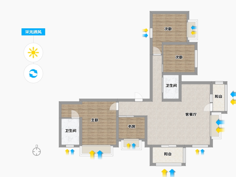 四川省-成都市-电建地产洺悦锦园-98.06-户型库-采光通风