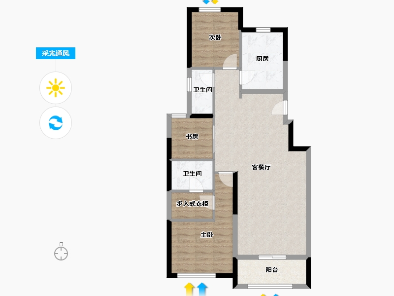 天津-天津市-新城樾府-84.65-户型库-采光通风