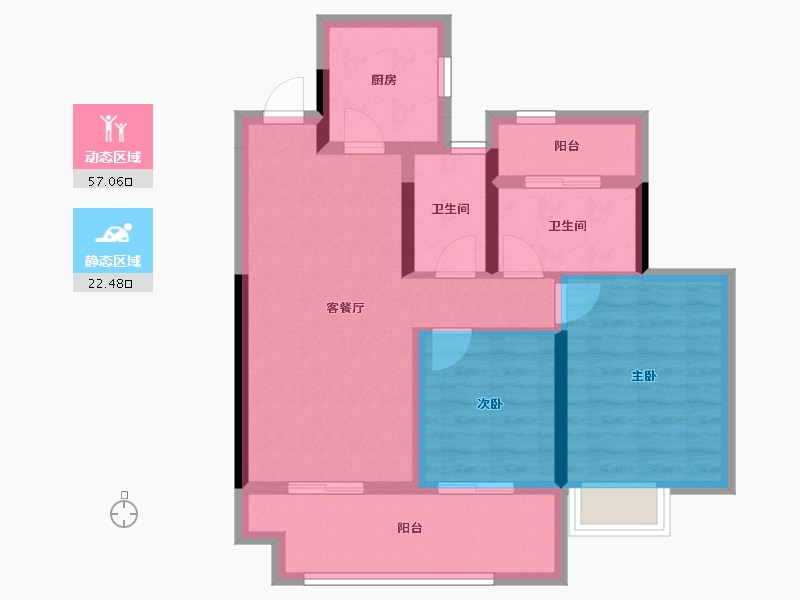 安徽省-亳州市-九铭云府-70.04-户型库-动静分区