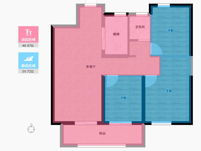 陕西省-西安市-中南菩悦东望城-68.94-户型库-动静分区