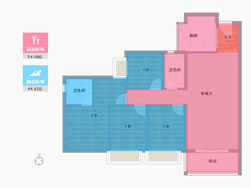 广东省-东莞市-凤岗碧桂园-88.78-户型库-动静分区