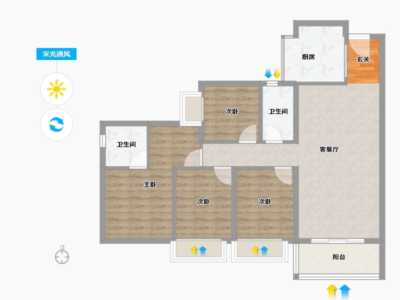 广东省-东莞市-凤岗碧桂园-88.78-户型库-采光通风