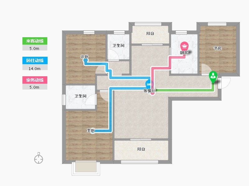 陕西省-西安市-曲江三迪枫丹-84.11-户型库-动静线