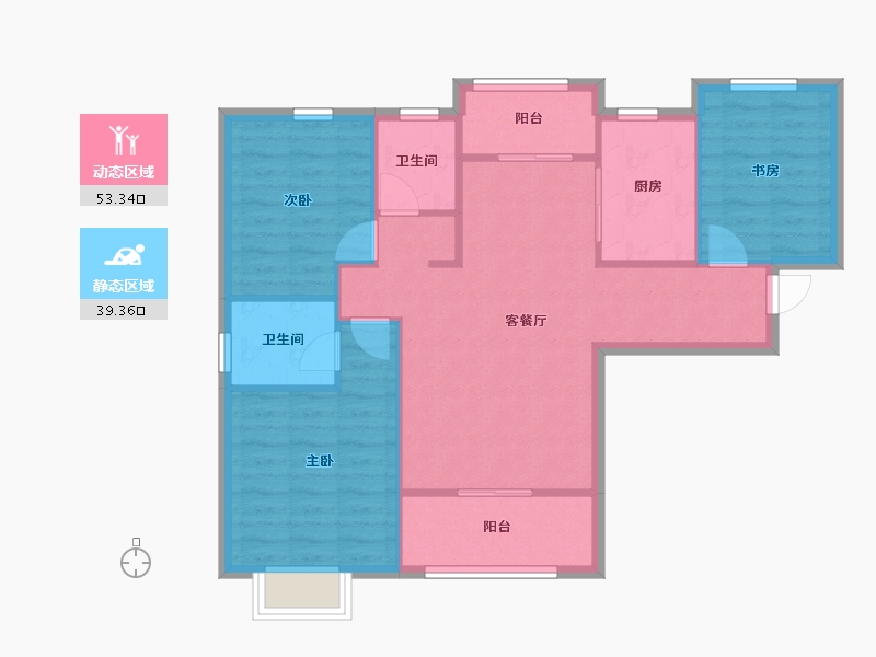 陕西省-西安市-曲江三迪枫丹-84.11-户型库-动静分区