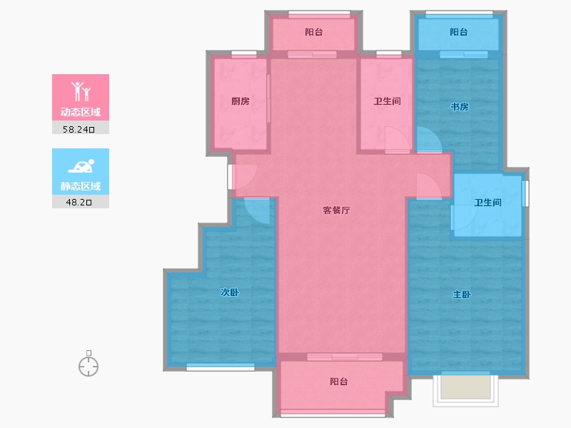 江西省-吉安市-金色海岸-96.62-户型库-动静分区