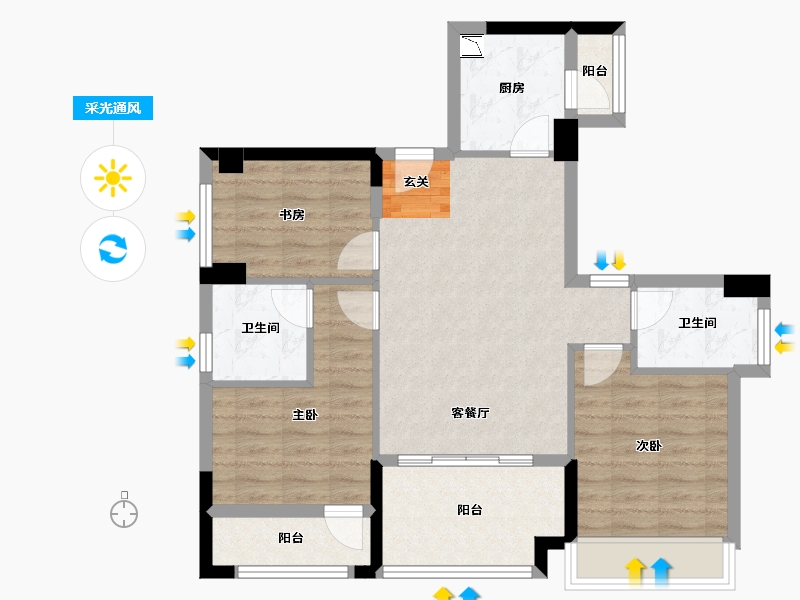 广东省-深圳市-宝昌利御景御峰公馆-79.56-户型库-采光通风