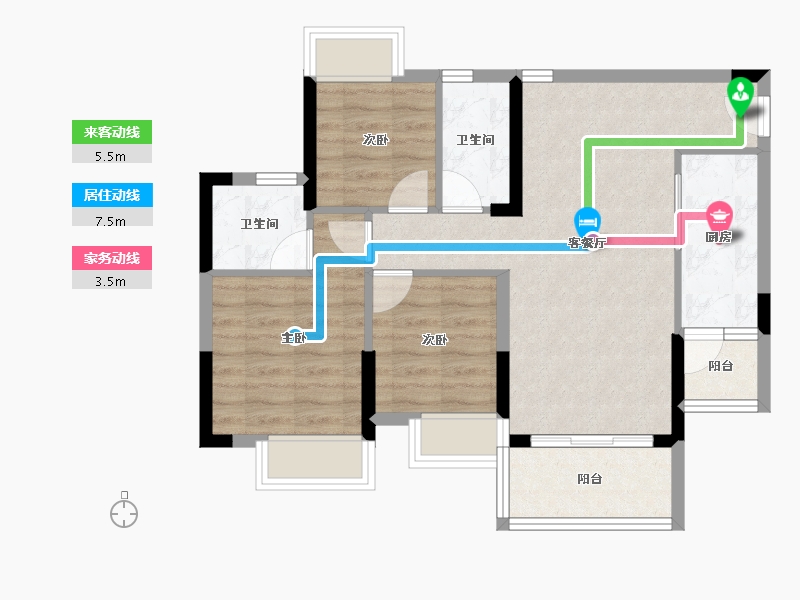 广东省-广州市-方圆・御府-69.72-户型库-动静线