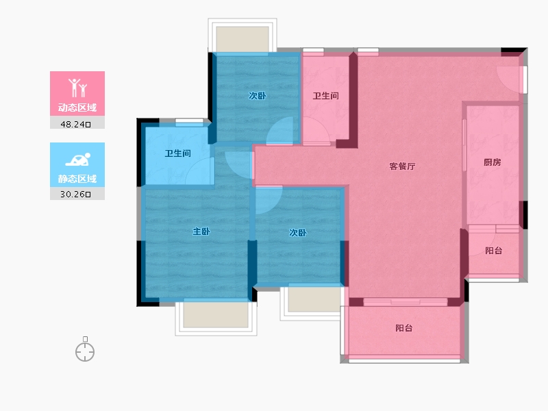 广东省-广州市-方圆・御府-69.72-户型库-动静分区