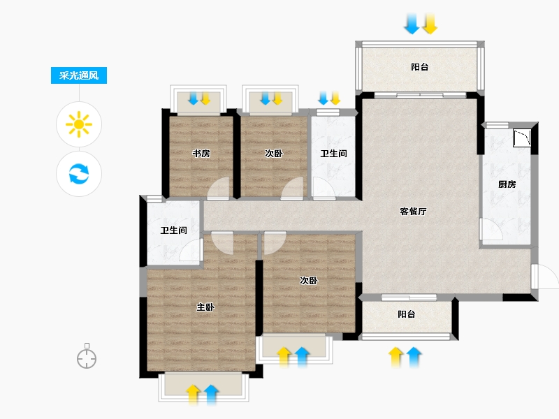 广东省-惠州市-恒大-105.59-户型库-采光通风