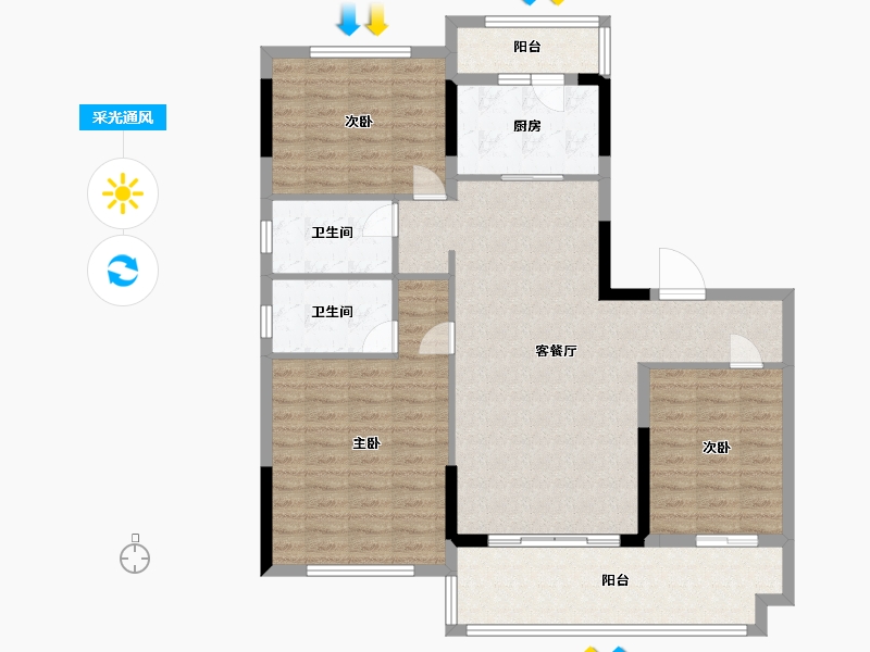 安徽省-阜阳市-碧桂园・翡翠湾-110.00-户型库-采光通风