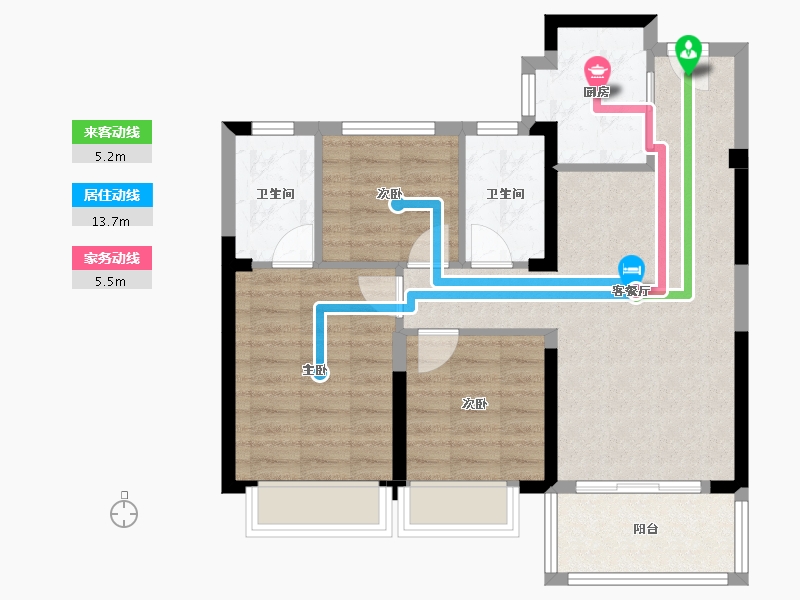 湖南省-长沙市-碧桂园玉谭府-73.10-户型库-动静线